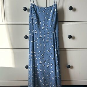 Garage Blue and White Floral Midi Dress